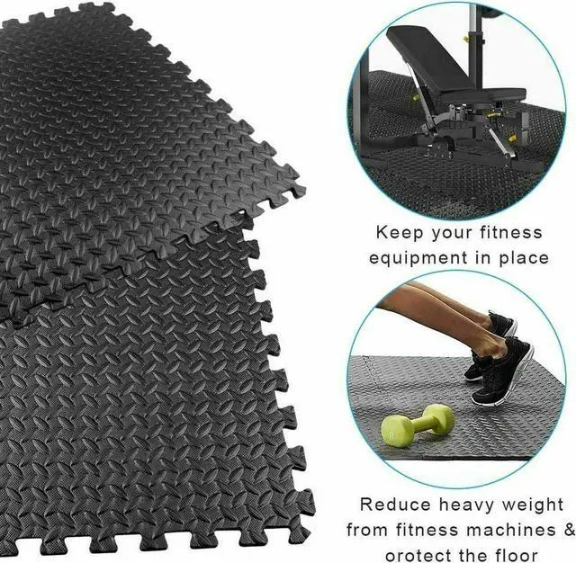 Alt view image 4 of 6 - 72 Sq Ft Puzzle Exercise Mat EVA Foam Interlocking Tiles Protective Flooring Gym