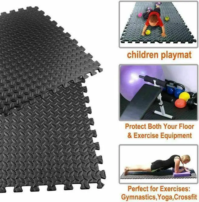 Alt view image 5 of 6 - 72 Sq Ft Puzzle Exercise Mat EVA Foam Interlocking Tiles Protective Flooring Gym