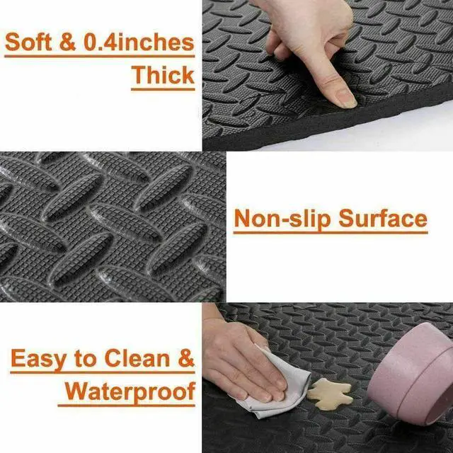 Alt view image 6 of 6 - 72 Sq Ft Puzzle Exercise Mat EVA Foam Interlocking Tiles Protective Flooring Gym