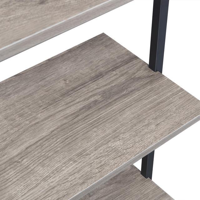 Alt view image 5 of 7 - Wall Mountable Ladder Open Shelving 5 Tiers Bookcase Unit Organizer Holders