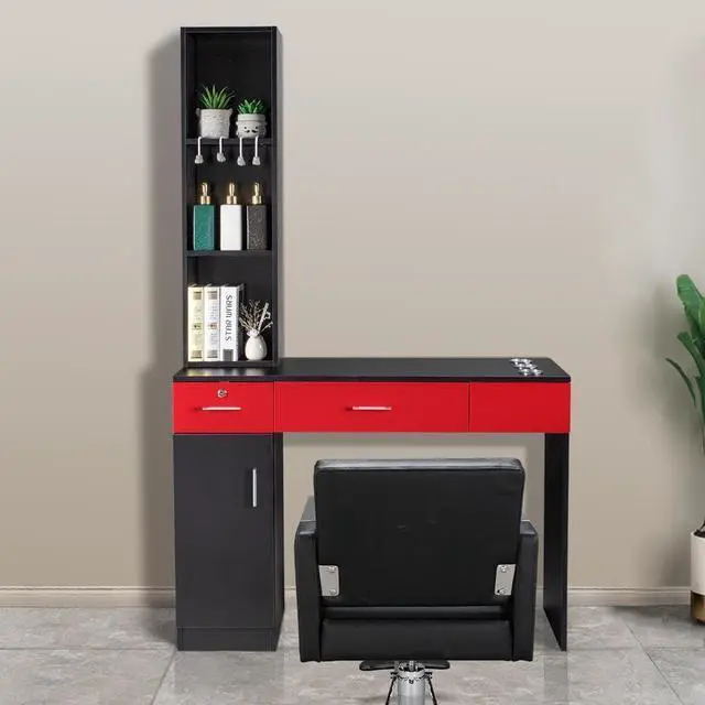 Alt view image 4 of 7 - Wall Mount Salon Ston, Barber Storage Cabinet with 3 Hair Dryer Holders