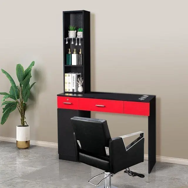 Alt view image 7 of 7 - Wall Mount Salon Ston, Barber Storage Cabinet with 3 Hair Dryer Holders