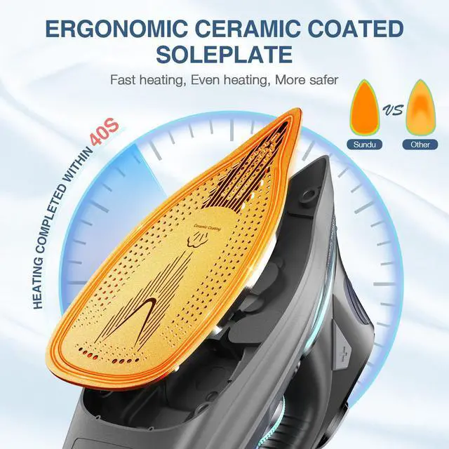 Alt view image 3 of 6 - Portable 1700-Watt Steam Iron Professional Grade w/ Digital LED Screen SelfClean