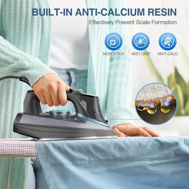 Alt view image 6 of 6 - Portable 1700-Watt Steam Iron Professional Grade w/ Digital LED Screen SelfClean