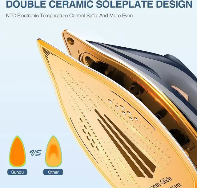 Alt view image 5 of 6 - New Steam Irons with Auto Off- Self-Clean Anti-Calc 1800W LED Display 1.5L Large