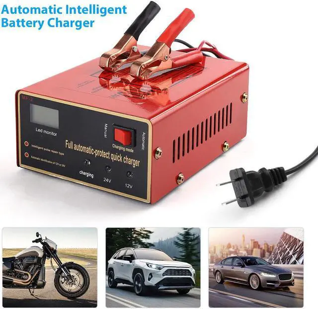 Alt view image 2 of 7 - Maintenance-free Battery Charger 12V/24V For Electric Car Scooter SUV Lawn Mower