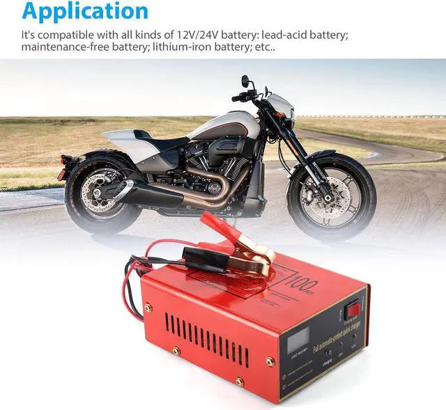 Alt view image 6 of 7 - Maintenance-free Battery Charger 12V/24V For Electric Car Scooter SUV Lawn Mower