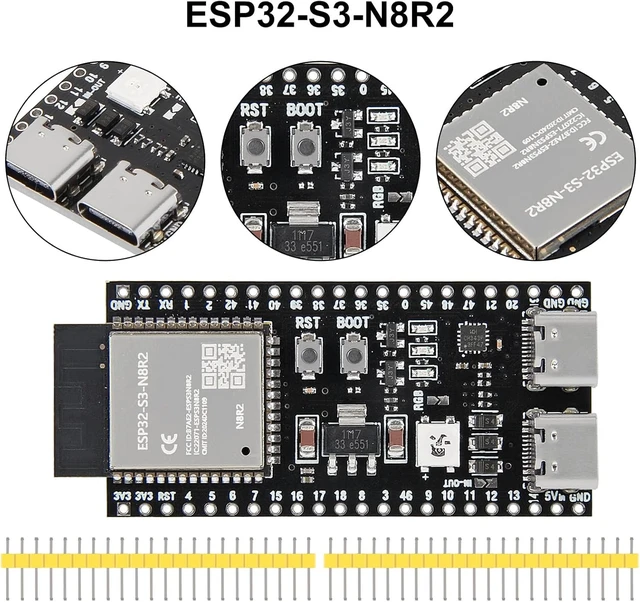 Alt view image 3 of 7 - 2PCS ESP32 ESP32-S3 Development Board Type-C Wifi+Bluetooth Internet of Things