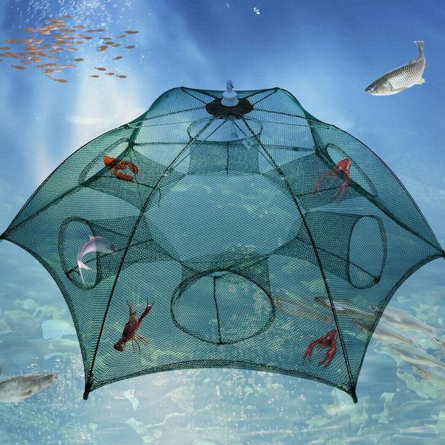 Large Fishing Net Fish Crab Trap Minnow Crawfish Shrimp Cage Net Foldable 
