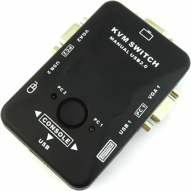Alt view image 2 of 7 - USB VGA KVM 2 Port Switch Box Portable for Computer Sharing Monitor Keyboard