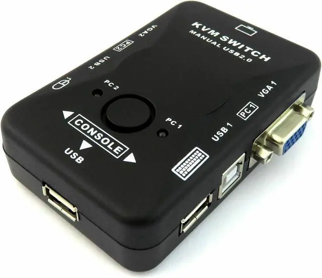 Alt view image 5 of 7 - USB VGA KVM 2 Port Switch Box Portable for Computer Sharing Monitor Keyboard