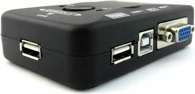 Alt view image 3 of 7 - USB VGA KVM 2 Port Switch Box Portable for Computer Sharing Monitor Keyboard