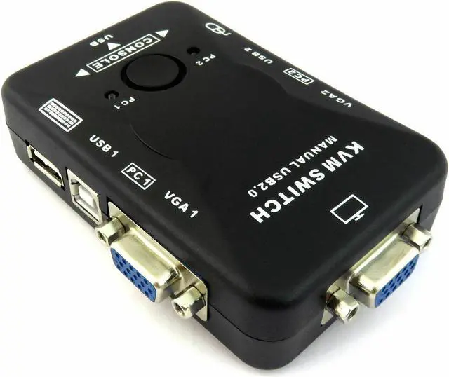 Alt view image 4 of 7 - USB VGA KVM 2 Port Switch Box Portable for Computer Sharing Monitor Keyboard