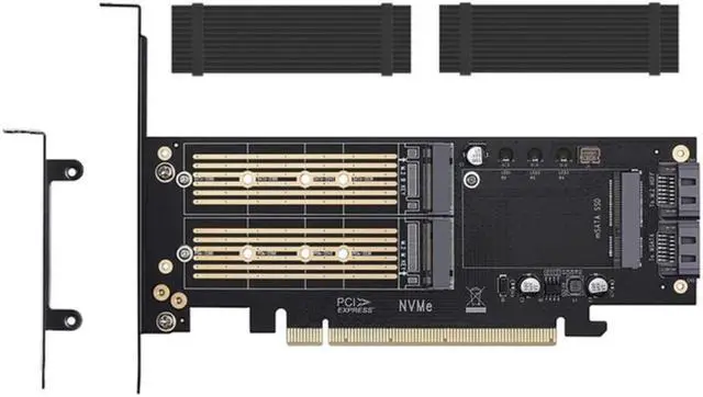 Main image of JEYI 3 in 1 M.2 and Msata Ssd Adapter Card for M.2 Nvme To Pcie Adapter,Msata To Sata Adapter (with 2 Aluminum Heatsink)