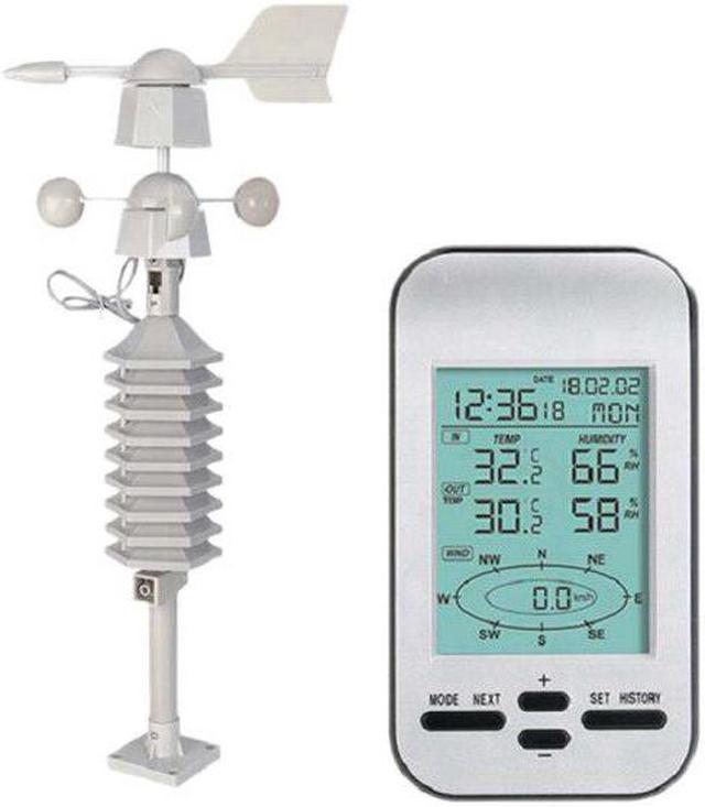 RF 433Mhz Wireless Weather Station Clock with Wind Speed Tester and  Direction Sensor Temperature Weather Forecast 