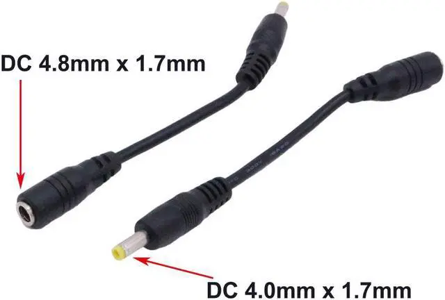 Alt view image 3 of 4 - 1Pc CCTV DC Power Plug 4.0mm x 1.7mm Male To 4.8mm x 1.7mm Female Jack Extension Connector Cable Cord