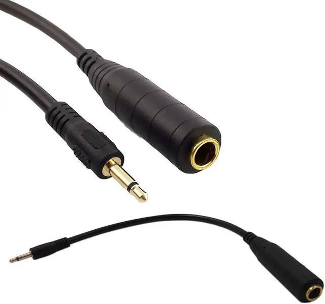Alt view image 3 of 4 - 1pc 1Ft 3.5mm 1/8" Male to 6.35mm 1/4 Female Mono Audio Adapter Converter Connector Cord Black Cable