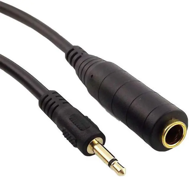 Alt view image 4 of 4 - 1pc 1Ft 3.5mm 1/8" Male to 6.35mm 1/4 Female Mono Audio Adapter Converter Connector Cord Black Cable