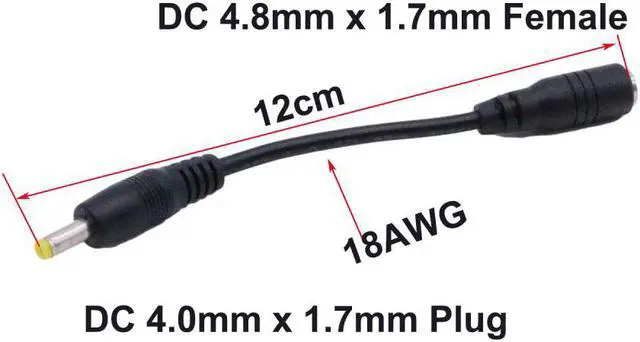 Alt view image 2 of 4 - 1Pc CCTV DC Power Plug 4.0mm x 1.7mm Male To 4.8mm x 1.7mm Female Jack Extension Connector Cable Cord