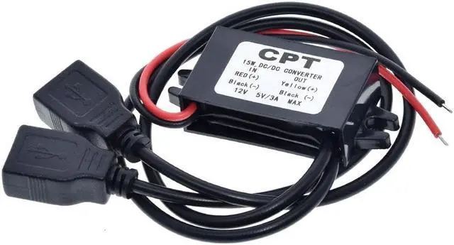 Main image of DC-DC Car Power Converter Moudule 12V to 5V 3A 15W Double USB Step Down Power Output Adatper Low Heat Auto Protection