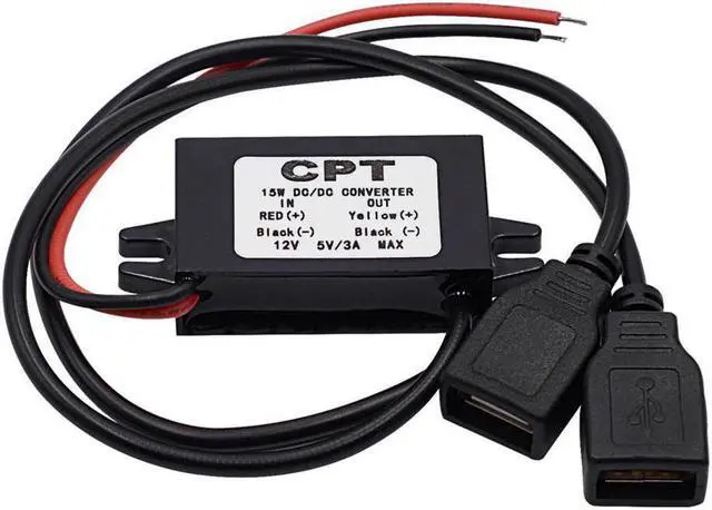 Alt view image 2 of 4 - DC-DC Car Power Converter Moudule 12V to 5V 3A 15W Double USB Step Down Power Output Adatper Low Heat Auto Protection