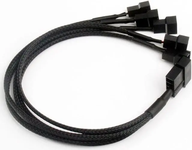 Alt view image 3 of 3 - 30cm 4pin IDE Molex to 4-Port  Black Sleeved Cooler Cooling 3Pin 4Pin Fan Splitter Power Cable Environmental Connector Cables