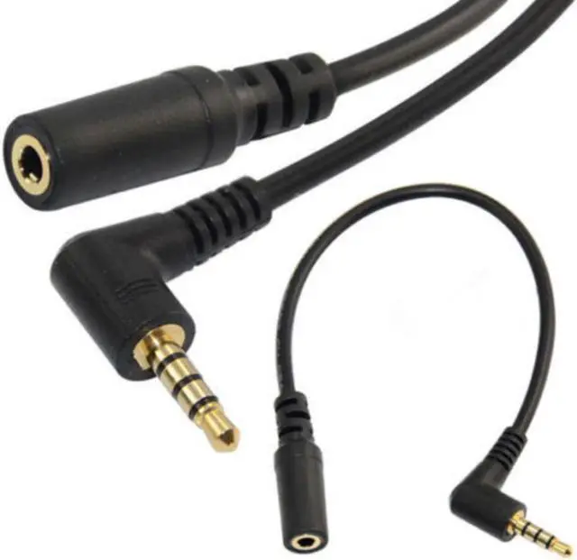 Alt view image 2 of 3 - 20cm 90 Degree Right Angle 4 Pole TRRS 3.5mm Aux Audio Cable Extender Adapter M/F 3.5mm for PC OR Mic-earphone