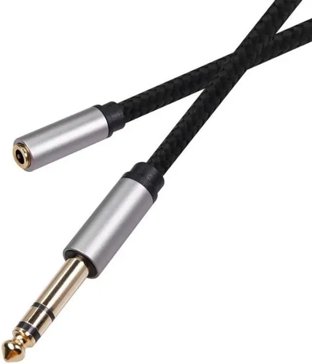 Alt view image 2 of 3 - 3.5mm Female To 6.35mm Male Braided Cable TRS 1/8 Jack To 1/4 Plug Adapter Support Drop