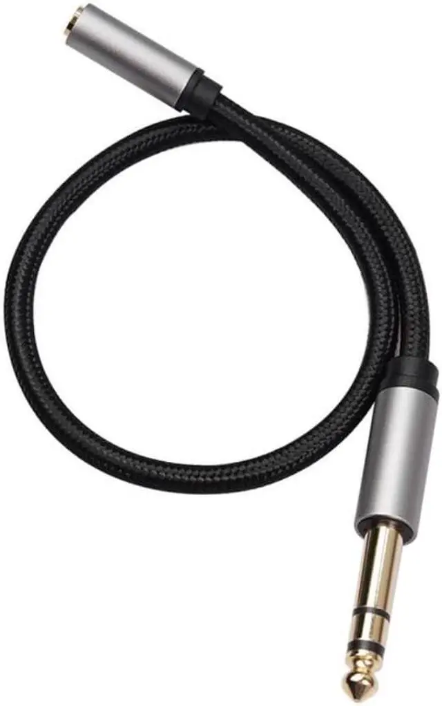 Alt view image 3 of 3 - 3.5mm Female To 6.35mm Male Braided Cable TRS 1/8 Jack To 1/4 Plug Adapter Support Drop