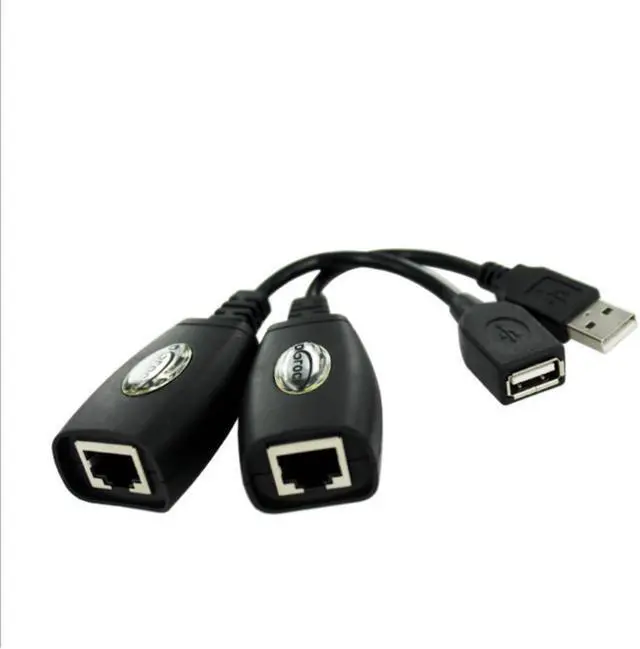 Alt view image 3 of 3 - 2Pcs USB To RJ45 RJ 45 LAN Cable Extension Adapter Extender Over Cat5 RJ45 Cat6 Patch Cord Black Networking Accessories