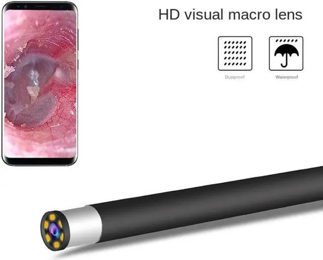 Alt view image 2 of 3 - Ear Endoscopy Camera with 6 Dimmable Brightness Adjustable LEDs 5.5MM Lens  Water Resistance Inspection Otoscope Camera Visual