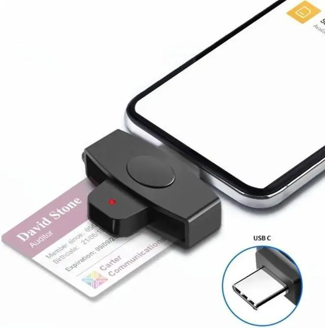 Alt view image 3 of 3 - 2021 USB Card Reader Smart CAC Card Reader Type-C Bank Tax Declaration SIM Card/IC Card/ID Card Military Card Reader