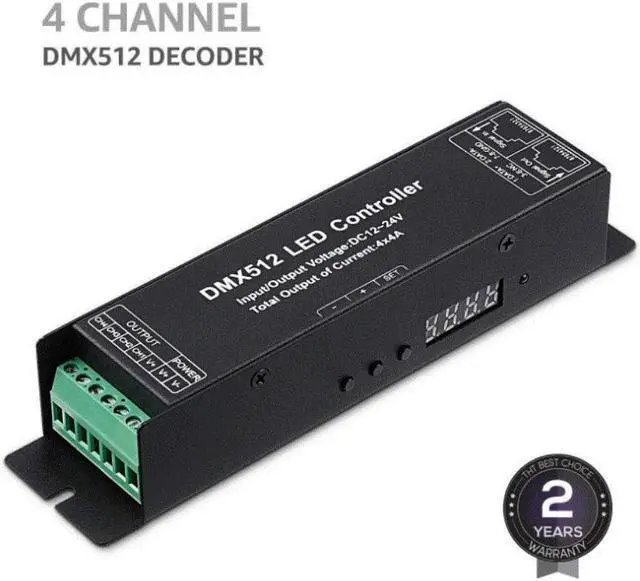 Main image of Led Controller with Display Digital Tube Dmx512 Decoder Driver Dimmer Dc 12 24V 3X4A for Rgb Led Strip Lights (3 Channel)