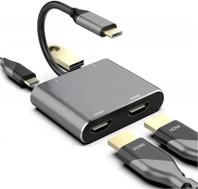 Main image of Type C To Dual HDMI-Compatible USB 3.0 PD Converter 4 In 1 USB C Dock Station Hub 4K Adapter Cable for Phone Macbook Laptop TV