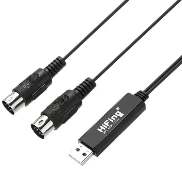 Alt view image 6 of 7 - HiFing USB IN-OUT MIDI Cable One In One Out Interface 5 Pin Line Converter PC to Music Keyboard Adapter Cord