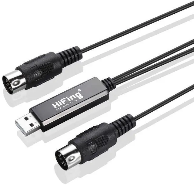 Main image of HiFing USB IN-OUT MIDI Cable One In One Out Interface 5 Pin Line Converter PC to Music Keyboard Adapter Cord