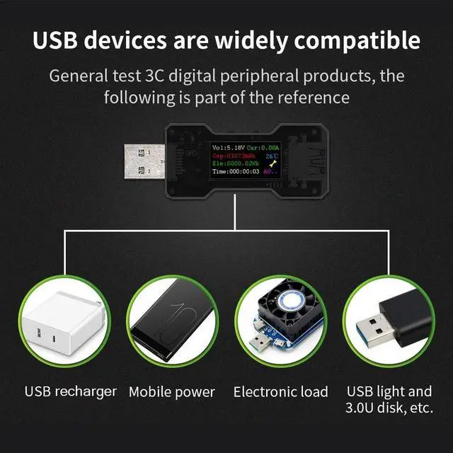 Alt view image 7 of 7 - FNB18 USB Color Screen Tester DC Digital Voltmeter Amperemeter Current Voltage Meter Amp Volt Ammeter Detector