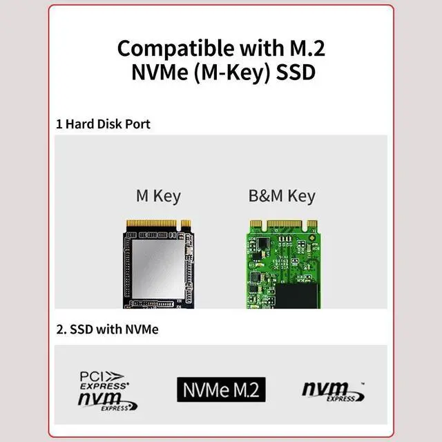 Alt view image 2 of 7 - LM-914 USB 3.1 Type-C to PCI-E M.2 NVMe SSD Enclosure Adapter Converter for Windows OSX Linux Silver