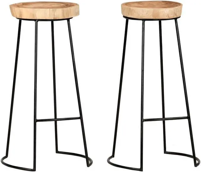 Alt view image 11 of 17 - vidaXL Bar Stools Bar Seats Counter Height Stools 2 Pcs Solid acacia wood