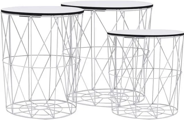 Alt view image 12 of 19 - vidaXL Coffee Table 3 Pcs Round End Sofa Table Living Room Furniture White