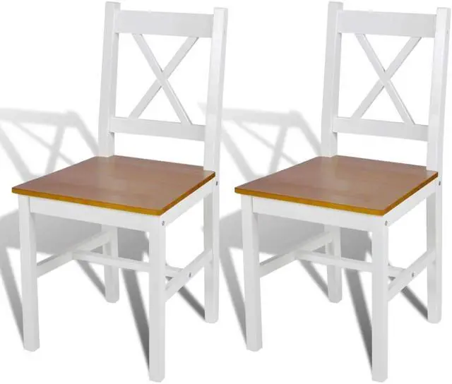 Alt view image 7 of 15 - vidaXL Dining Chairs 2 Pcs Accent Chair with Curved Slat Back White Pinewood