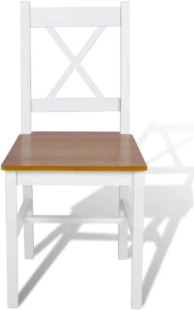 Alt view image 8 of 15 - vidaXL Dining Chairs 2 Pcs Accent Chair with Curved Slat Back White Pinewood