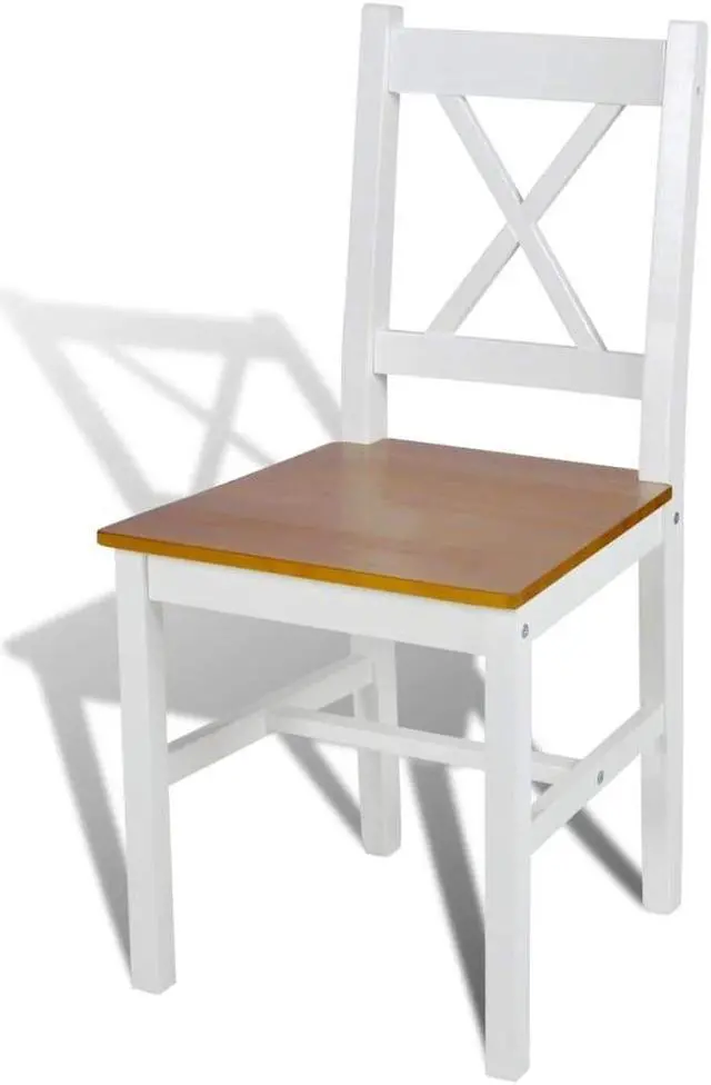 Alt view image 9 of 15 - vidaXL Dining Chairs 2 Pcs Accent Chair with Curved Slat Back White Pinewood