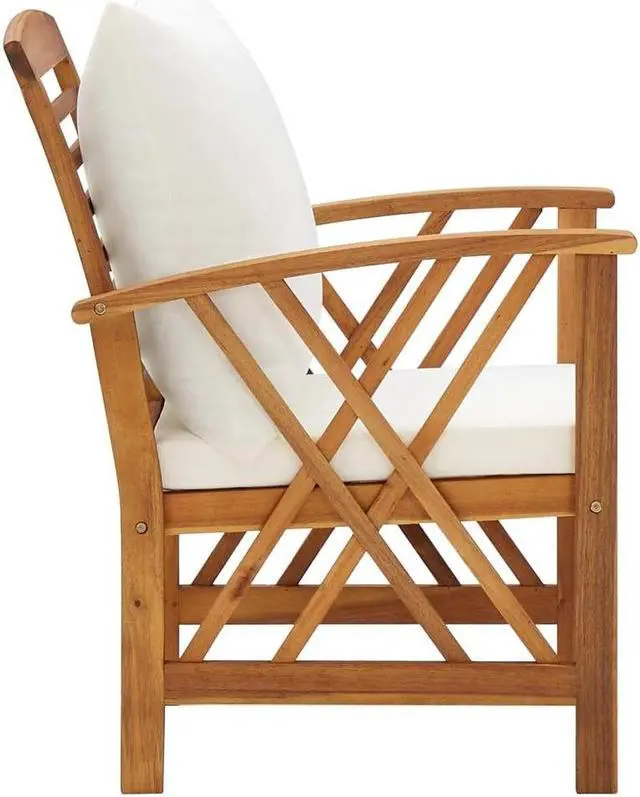 Alt view image 14 of 18 - vidaXL Patio Chairs 2 pcs Patio Dining Chair with Cushions Solid Wood Acacia