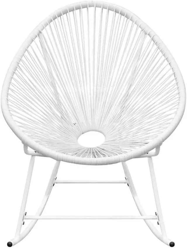 Alt view image 10 of 20 - vidaXL Rocking Chair All Weather Resistant Patio Rocker Chair White Poly Rattan