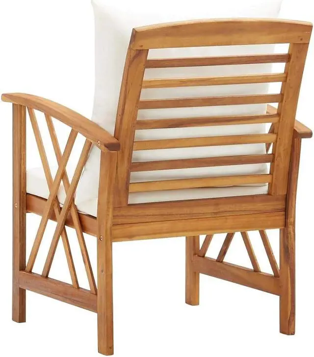 Alt view image 15 of 18 - vidaXL Patio Chairs 2 pcs Patio Dining Chair with Cushions Solid Wood Acacia
