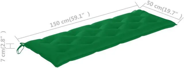 Alt view image 11 of 13 - vidaXL Bench Cushion Outdoor Water Repellent Bench Cushion Green Oxford Fabric