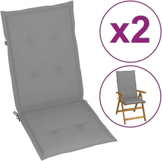 Alt view image 11 of 17 - vidaXL Chair Cushion 2 Pcs Outdoor Garden High Back Chair Cushion Gray Fabric