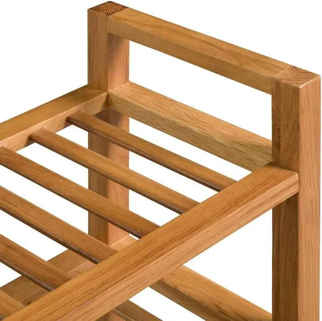 Alt view image 9 of 18 - vidaXL Solid Oak Wood Shoe Rack with 3 Shelves 23.6" Hallway Footwear Storage