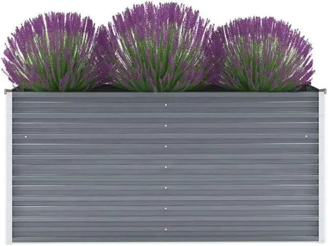 Alt view image 10 of 16 - vidaXL Raised Garden Bed Flower Bed Galvanized Steel Outdoor Planter Gray